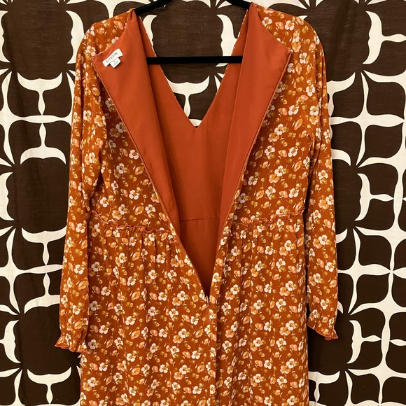 NWOT J. Crew Orange Floral Midi Dress - Picture 5 of 6